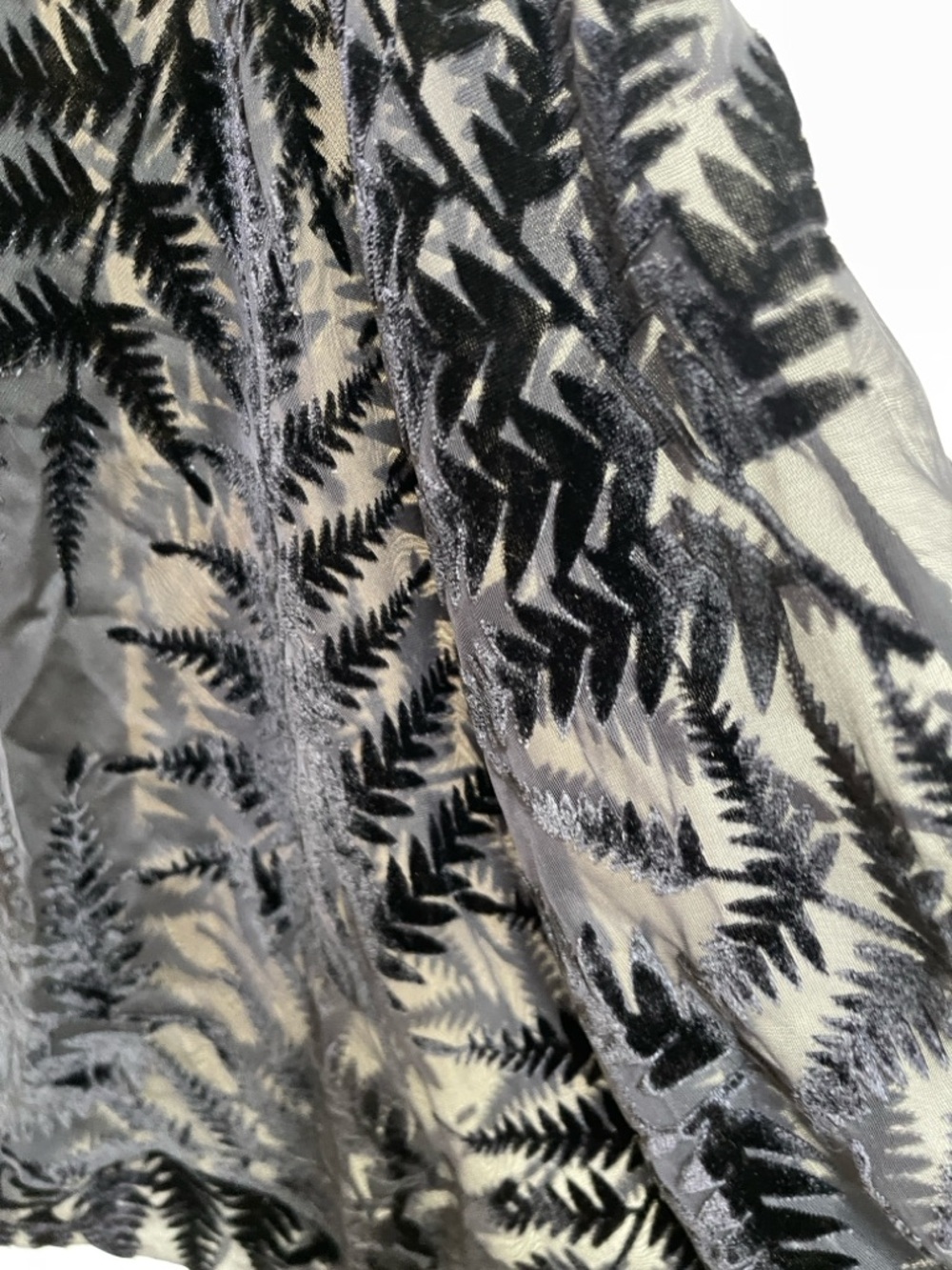 Sheer Burnout Velvet Kimono Black Fern Duster, Cover-up | Boho Lagenlook Layer - Picture 6 of 8